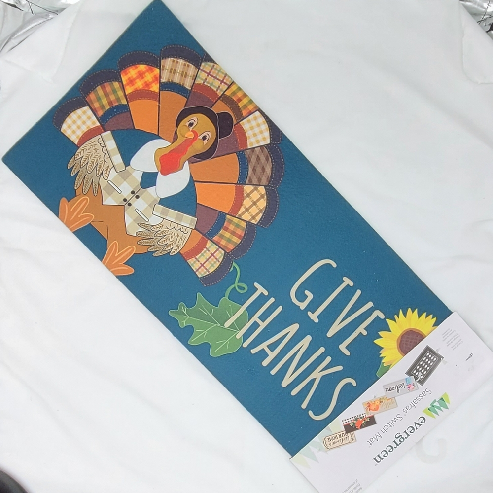 Evergreen Give Thanks Turkey Switch Mat New